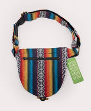 Load image into Gallery viewer, Happy Daisy Canvas Hip Bag - Black & Rainbow
