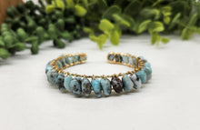 Load image into Gallery viewer, Larimar Bangle Cuff Wire Wrapped Bracelet