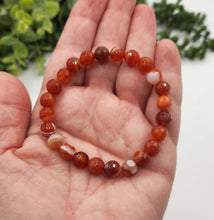 Load image into Gallery viewer, Banded Carnelian Faceted 8mm Bracelet-7.5" Long