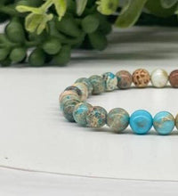 Load image into Gallery viewer, Imperial Jasper (Ocean Blue) Stretchable Bracelet 6mm Beads