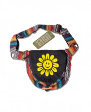 Load image into Gallery viewer, Happy Daisy Canvas Hip Bag - Black & Rainbow