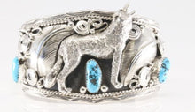 Load image into Gallery viewer, Turquoise Sterling Silver Wolf Casted Darrell Morgan Cuff