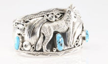 Load image into Gallery viewer, Turquoise Sterling Silver Wolf Casted Darrell Morgan Cuff