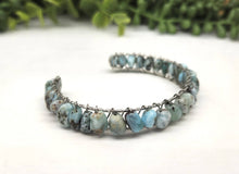 Load image into Gallery viewer, Larimar Bangle Cuff Wire Wrapped Bracelet