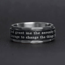 Load image into Gallery viewer, Highly Polished Stainless steel Serenity Prayer Spinner Center Ring
