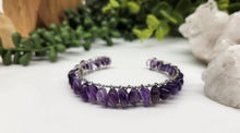 Load image into Gallery viewer, Amethyst Bangle/Cuff/Wire Wrapped Bracelet-18kt.Gold Overlay