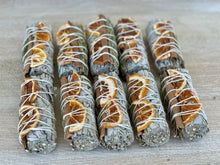 Load image into Gallery viewer, White Sage Sticks w/ Orange Slices, Cinnamon & Rosemary
