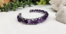 Load image into Gallery viewer, Amethyst Bangle/Cuff/Wire Wrapped Bracelet-18kt.Gold Overlay
