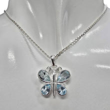 Load image into Gallery viewer, Faceted Blue Topaz Sterling Silver Butterfly Pendant
