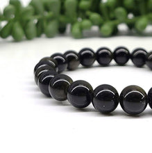 Load image into Gallery viewer, Black Obsidian Bracelet Stretchable 8mm Beads
