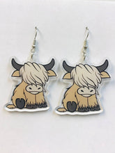 Load image into Gallery viewer, Highland Cow Earrings, Acrylic Earrings
