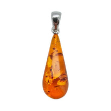 Load image into Gallery viewer, Cognac Amber Sterling Silver Drop Pendant
