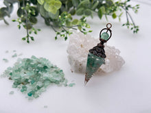 Load image into Gallery viewer, Green Aventurine Gemstone Chips w/ Copper &amp; Resin Pendulum
