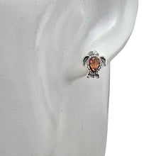 Load image into Gallery viewer, Cognac Amber Sterling Silver Turtle Stud Earrings
