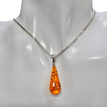 Load image into Gallery viewer, Cognac Amber Sterling Silver Drop Pendant
