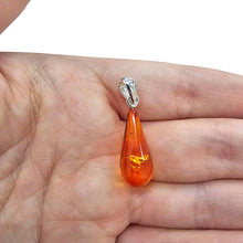 Load image into Gallery viewer, Cognac Amber Sterling Silver Drop Pendant
