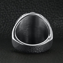 Load image into Gallery viewer, Stainless Steel Red CZ Eyed Sugar Skull Ring
