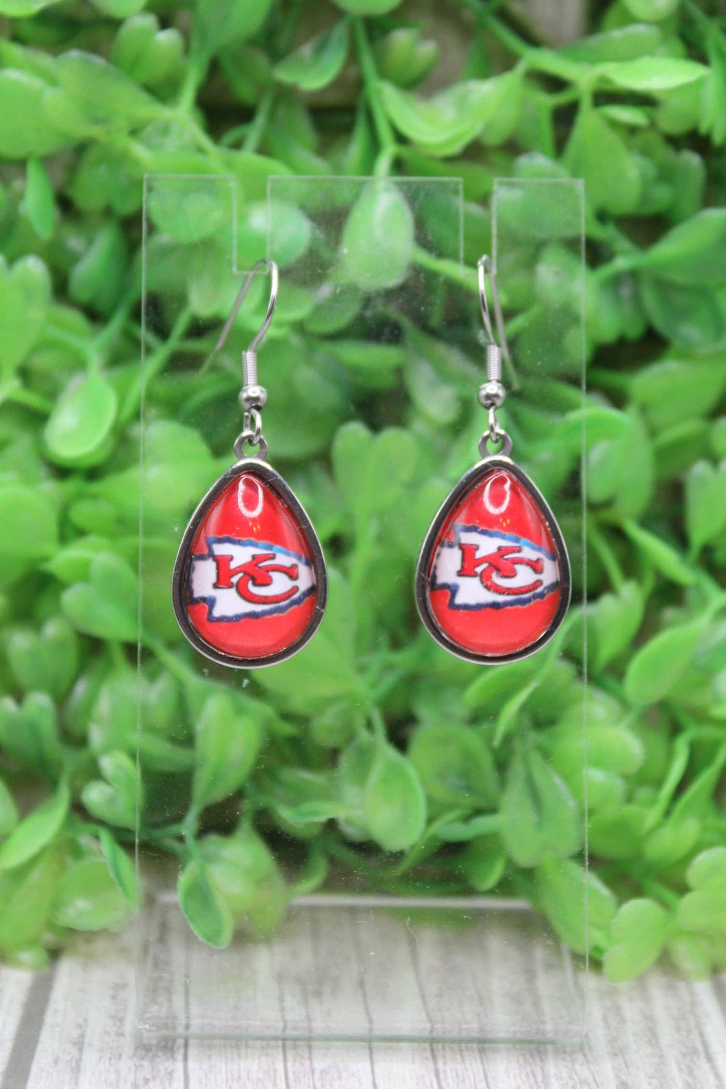 KC Chiefs Arrow on Red Teardrop Dangle Earrings