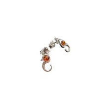 Load image into Gallery viewer, Cognac Amber Sterling Silver Seahorse Stud Earrings
