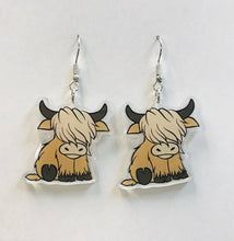 Load image into Gallery viewer, Highland Cow Earrings, Acrylic Earrings
