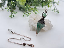 Load image into Gallery viewer, Green Aventurine Gemstone Chips w/ Copper &amp; Resin Pendulum
