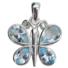 Load image into Gallery viewer, Faceted Blue Topaz Sterling Silver Butterfly Pendant
