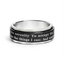 Load image into Gallery viewer, Highly Polished Stainless steel Serenity Prayer Spinner Center Ring
