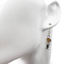 Load image into Gallery viewer, Fish Bone Cognac Amber Sterling Silver Earrings On Hooks
