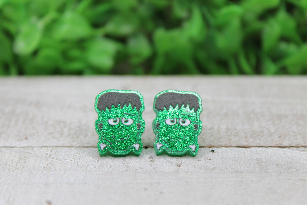 Glitter Frankenstein Stud Earrings