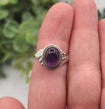 Load image into Gallery viewer, Amethyst Feather Semi-Precious Gemstone Sterling Silver (925) Ring
