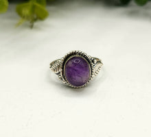 Load image into Gallery viewer, Amethyst Feather Semi-Precious Gemstone Sterling Silver (925) Ring
