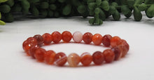 Load image into Gallery viewer, Banded Carnelian Faceted 8mm Bracelet-7.5&quot; Long
