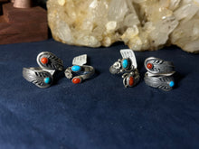 Load image into Gallery viewer, Turquoise and Red Coral Adjustable Rings
