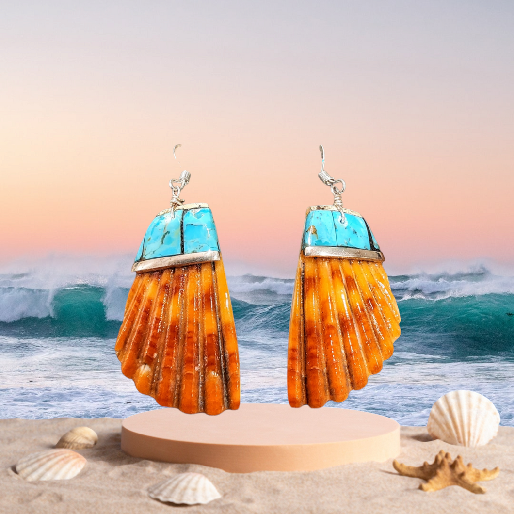 Turquoise and Spiny Oyster Shell Earrings