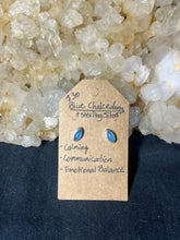Load image into Gallery viewer, Blue Chalcedony Silver Stud Earrings

