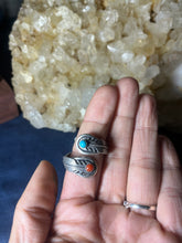 Load image into Gallery viewer, Turquoise and Red Coral Adjustable Rings
