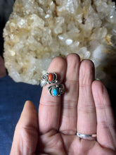 Load image into Gallery viewer, Turquoise and Red Coral Adjustable Rings
