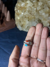 Load image into Gallery viewer, Turquoise and Red Coral Adjustable Rings
