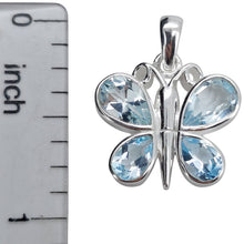 Load image into Gallery viewer, Faceted Blue Topaz Sterling Silver Butterfly Pendant

