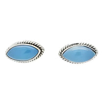 Load image into Gallery viewer, Blue Chalcedony Silver Stud Earrings
