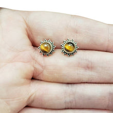 Load image into Gallery viewer, Tiger's Eye Sterling Silver Stud Earrings
