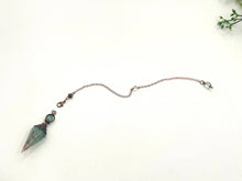 Load image into Gallery viewer, Green Aventurine Gemstone Chips w/ Copper &amp; Resin Pendulum
