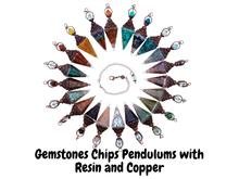 Load image into Gallery viewer, Green Aventurine Gemstone Chips w/ Copper &amp; Resin Pendulum
