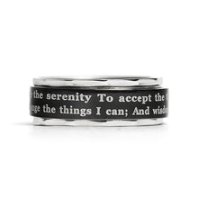 Load image into Gallery viewer, Highly Polished Stainless steel Serenity Prayer Spinner Center Ring
