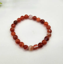Load image into Gallery viewer, Banded Carnelian Faceted 8mm Bracelet-7.5&quot; Long
