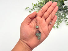 Load image into Gallery viewer, Green Aventurine Gemstone Chips w/ Copper &amp; Resin Pendulum
