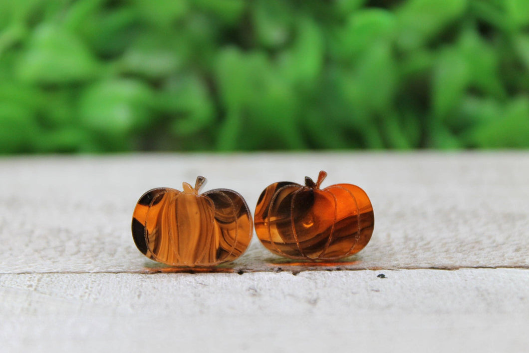 Bonfire Swirl Pumpkin Stud Earrings