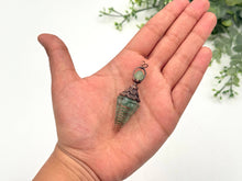 Load image into Gallery viewer, Green Aventurine Gemstone Chips w/ Copper &amp; Resin Pendulum

