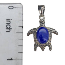 Load image into Gallery viewer, Lapis Sterling Silver Sea Turtle Pendant
